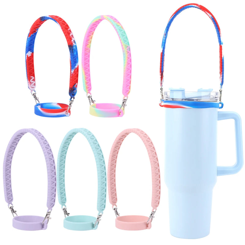 Silicone Water Bottle Strap Fit Most 8-40oz Bottle Water Bottle Carrier Water Bottle Holder for Stanley Cup Accessories Ja Inovei