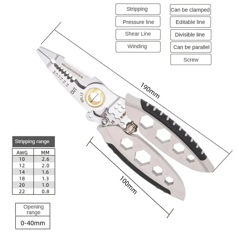 7-inch Multipurpose Wire Stripper Professional Tool Electrician Crimpe Pliers For Wire Stripping Cable Cutters Hand Tool Ja Inovei
