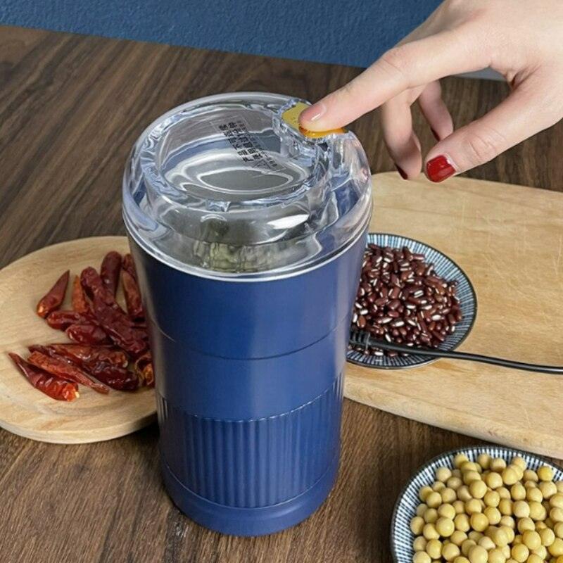 Mini Electric Coffee Grinder Spice Nuts Grains Coffee Bean Grinder Machine with 2 Blades Portable Rechargeable Herb Grinder Ja Inovei