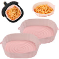 2PCs Air Fryer Pot Silicone Tray Fried Pizza Chicken Basket Mat Base Oven Baking Pot Round Replacemen Grill Pan Accessories Ja Inovei